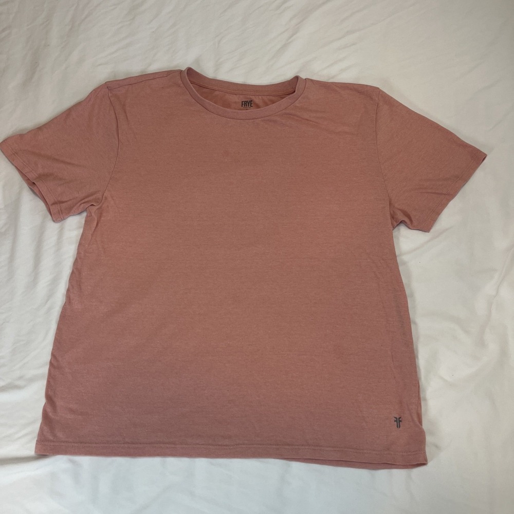 Frye Short Sleeve Crewneck T-Shirt Women's Size Large Pink Salmon Color